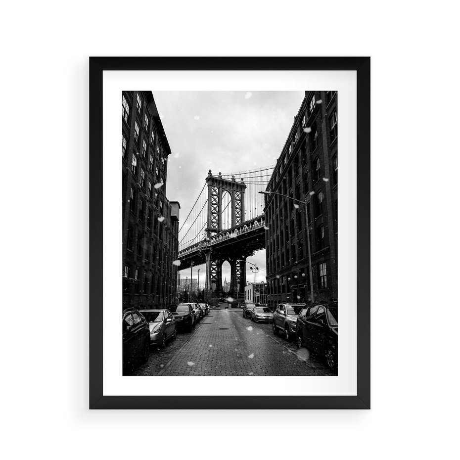 Plakat w ramie 40x50 - Ikona Miasta - Nowy Jork, most - rama czarna