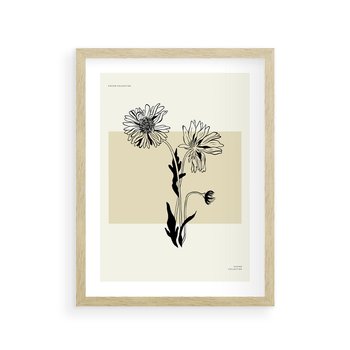 Plakat w ramie 40x50 - Kwiatowe Płótno - kwiaty, typografia - rama drewno
