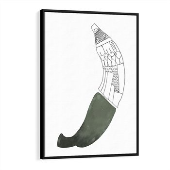 Obraz w ramie 70x100 - Rozkwitające Barwy Akwareli - minimalistyczny plakat, banan - rama czarna