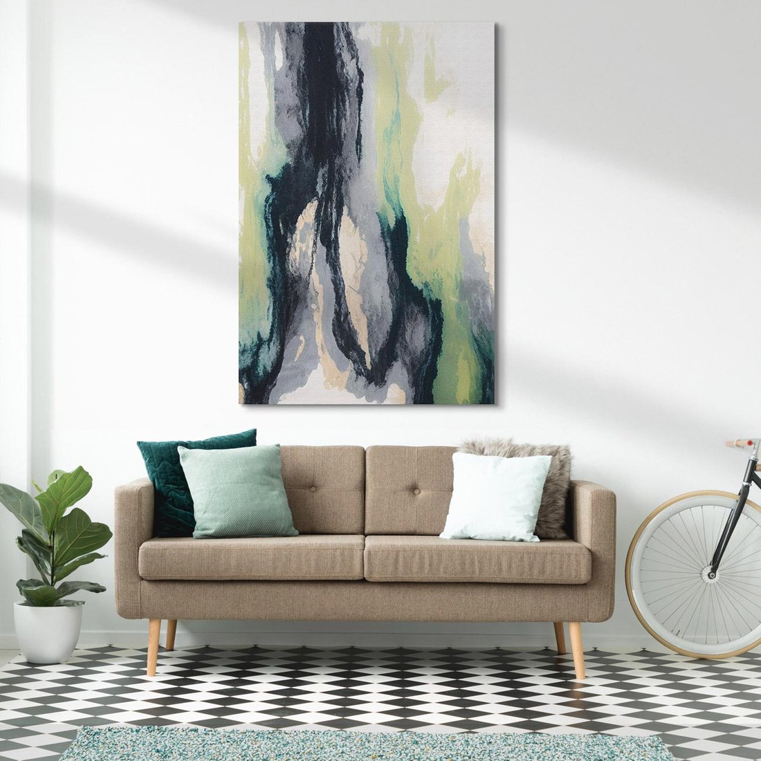 Obraz na płótnie 80x120 - Sfumowane zmysły artysty - rozmyte kolory, zieleń