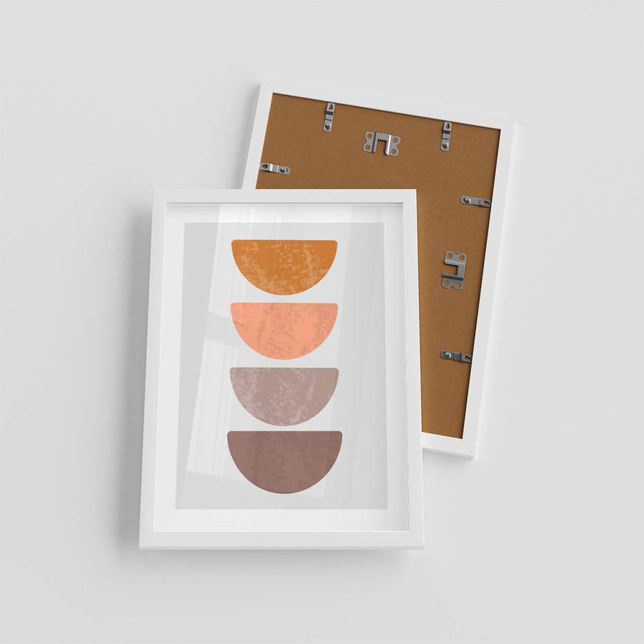 Plakat w ramie 30x40 - Minimalizm i Geometria - minimalistyczny obraz, mid-century styl - rama biała