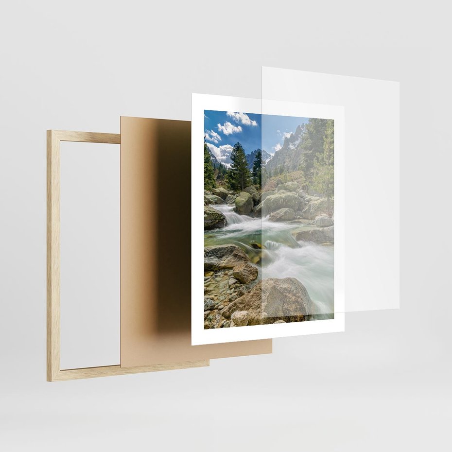Plakat w ramie 40x50 - Górski strumyk w harmonii - strumyk, górski - rama drewno