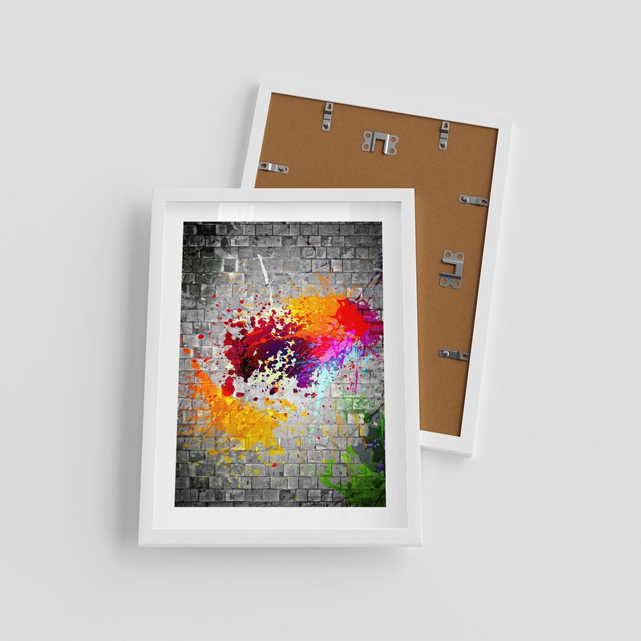 Plakat w ramie 30x40 - Ekspresja Graffiti - farba, graffiti - rama biała