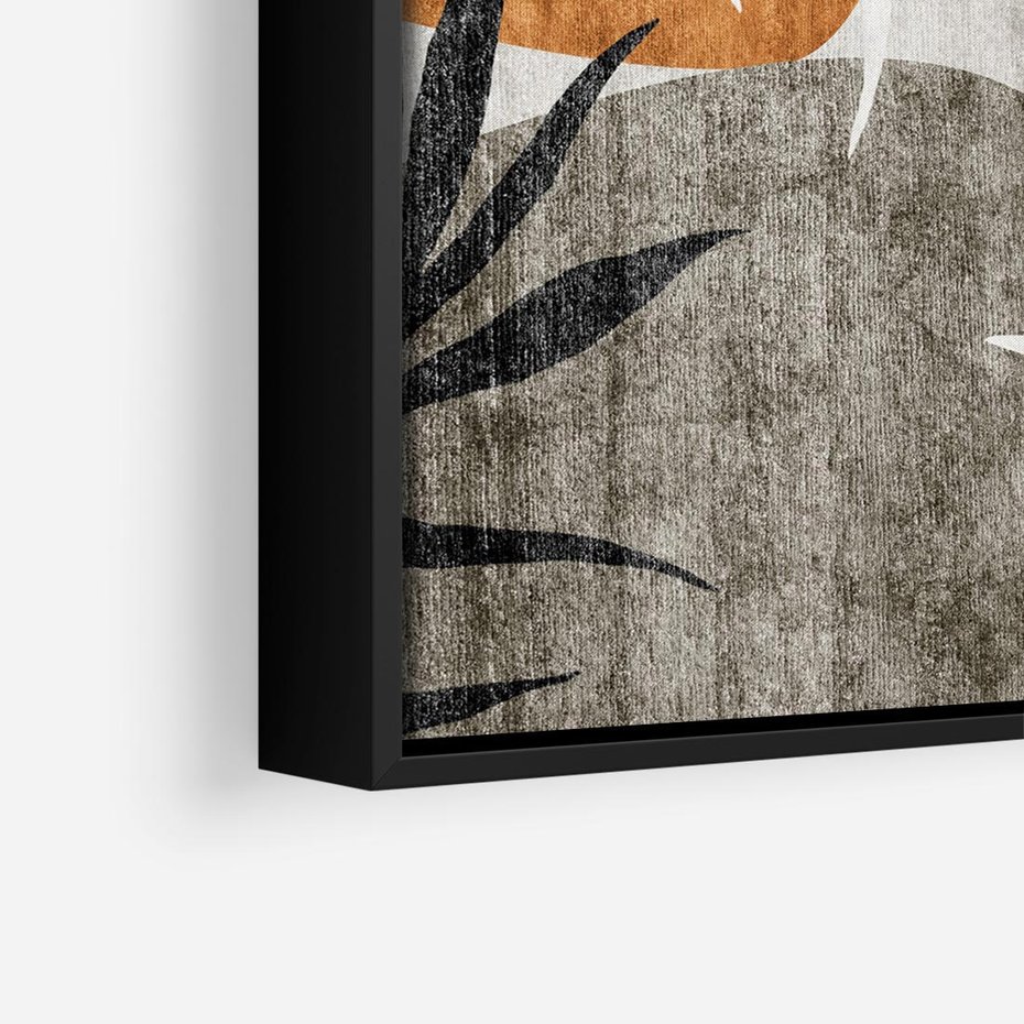 Obraz w ramie 50x50 - Oddechy ciszy i ruchu - rzut liści palmy, monstery - rama czarna