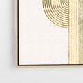 Obraz w ramie 50x50 - Podróżne Kształty - geometryczne linie w złotym kolorze, minimalizm - rama drewno