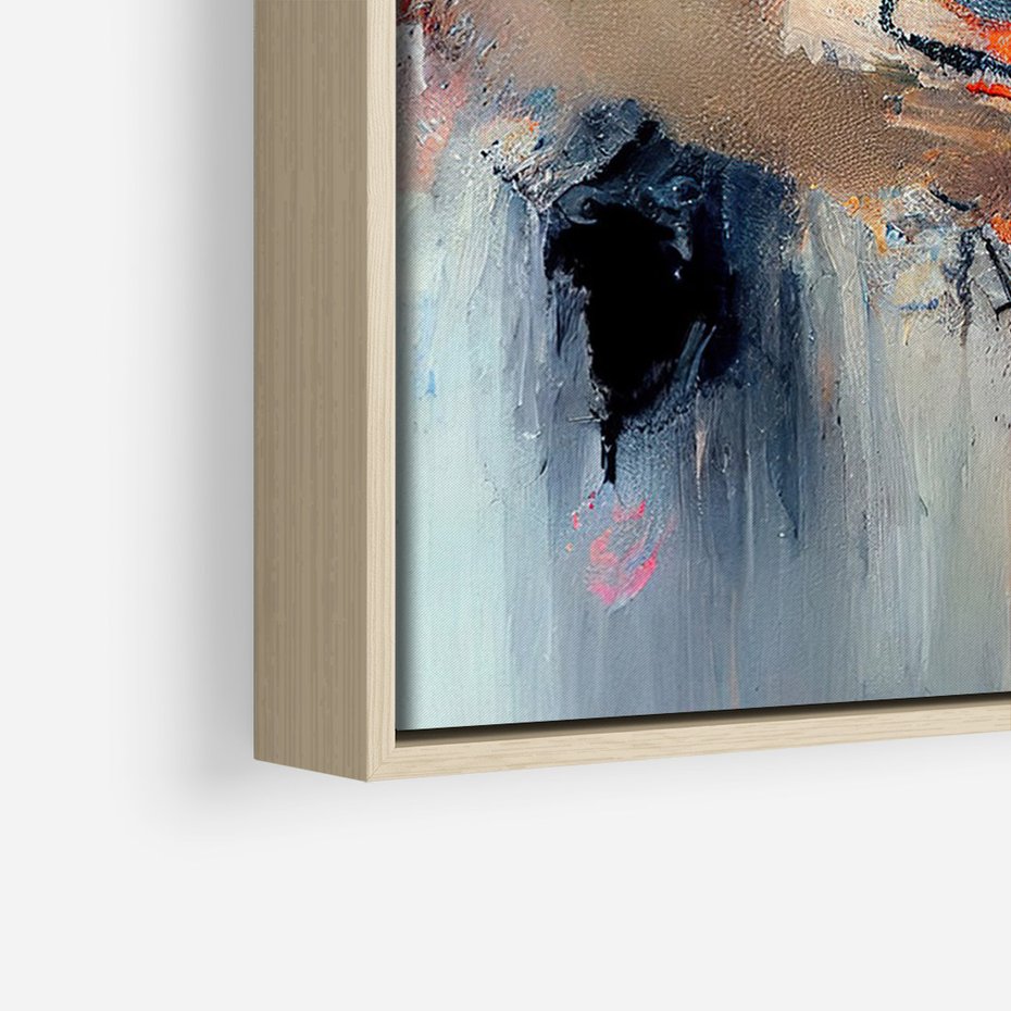 Obraz w ramie 70x100 - Kontrapunkty zatajonych uczuć - dynamiczna abstrakcja, bałagan na płótnie - rama drewno