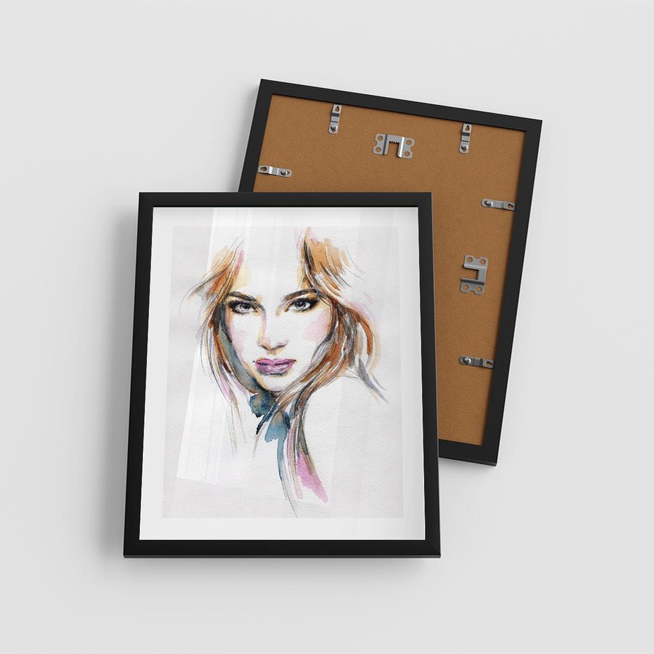 Plakat w ramie 40x50 - Abstrakcyjny portret kobiecy - grafika, kobieta - rama czarna