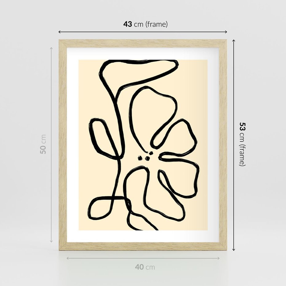 Plakat w ramie 40x50 - Zaklęte Aberracje - abstrakcyjna sztuka, przypominająca kwiat - rama drewno