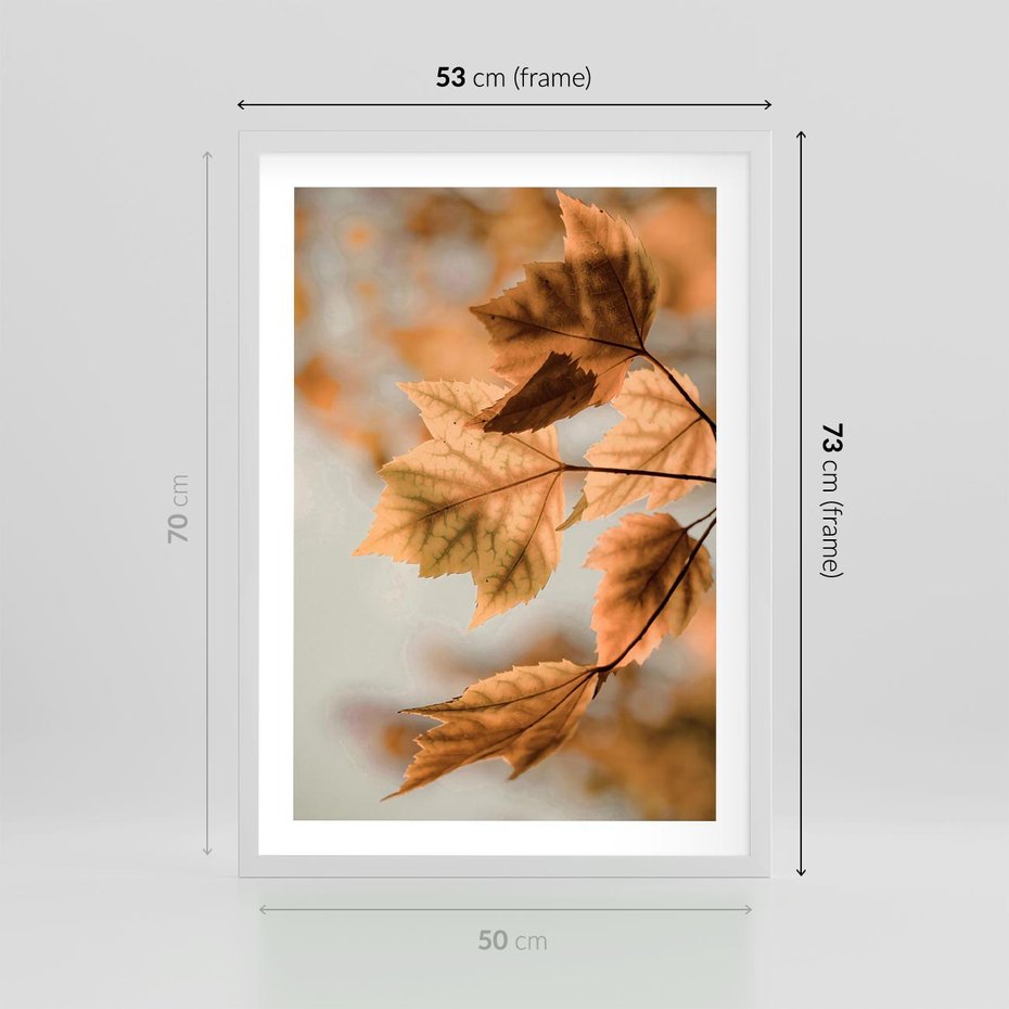 Plakat w ramie 50x70 - Magia Jesieni - liście, jesień - rama biała