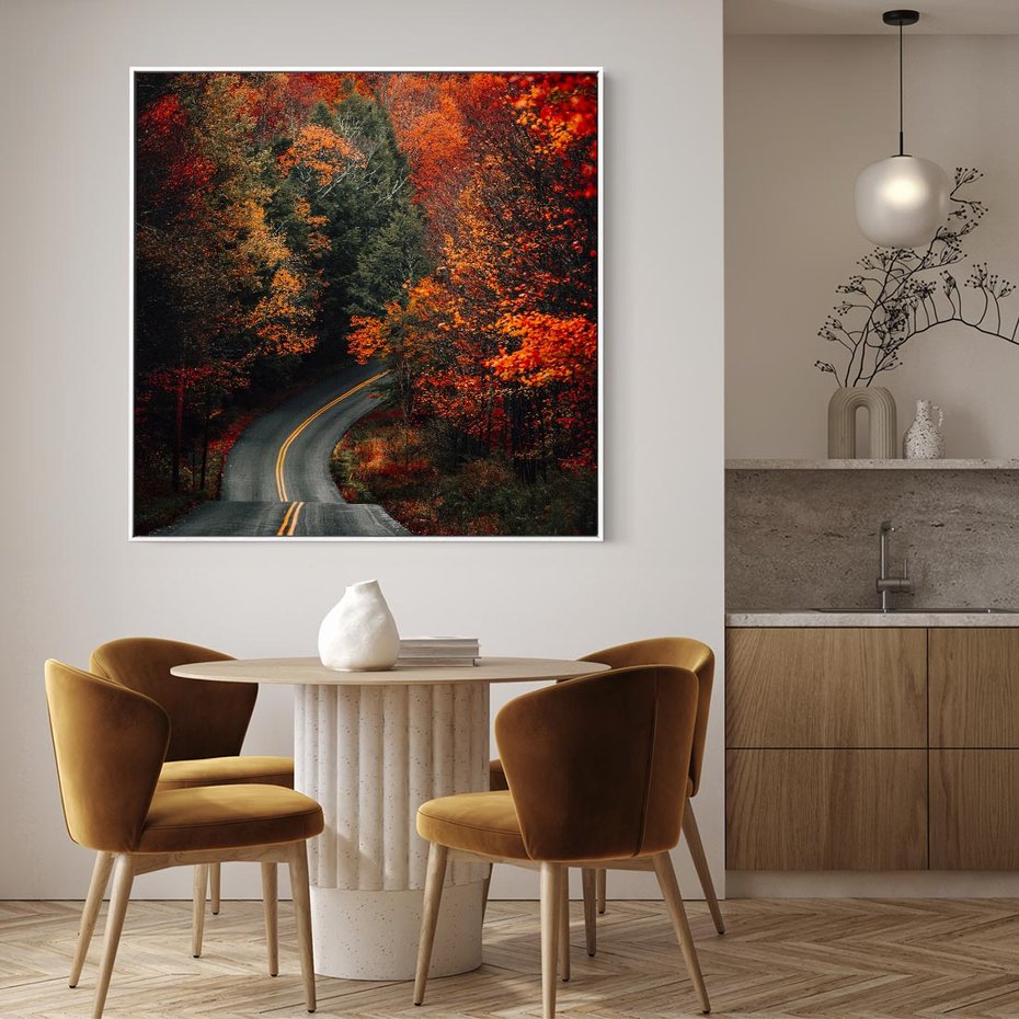 Obraz w ramie 50x50 - Jesienne Podróżowanie - fotografia, jesień - rama biała