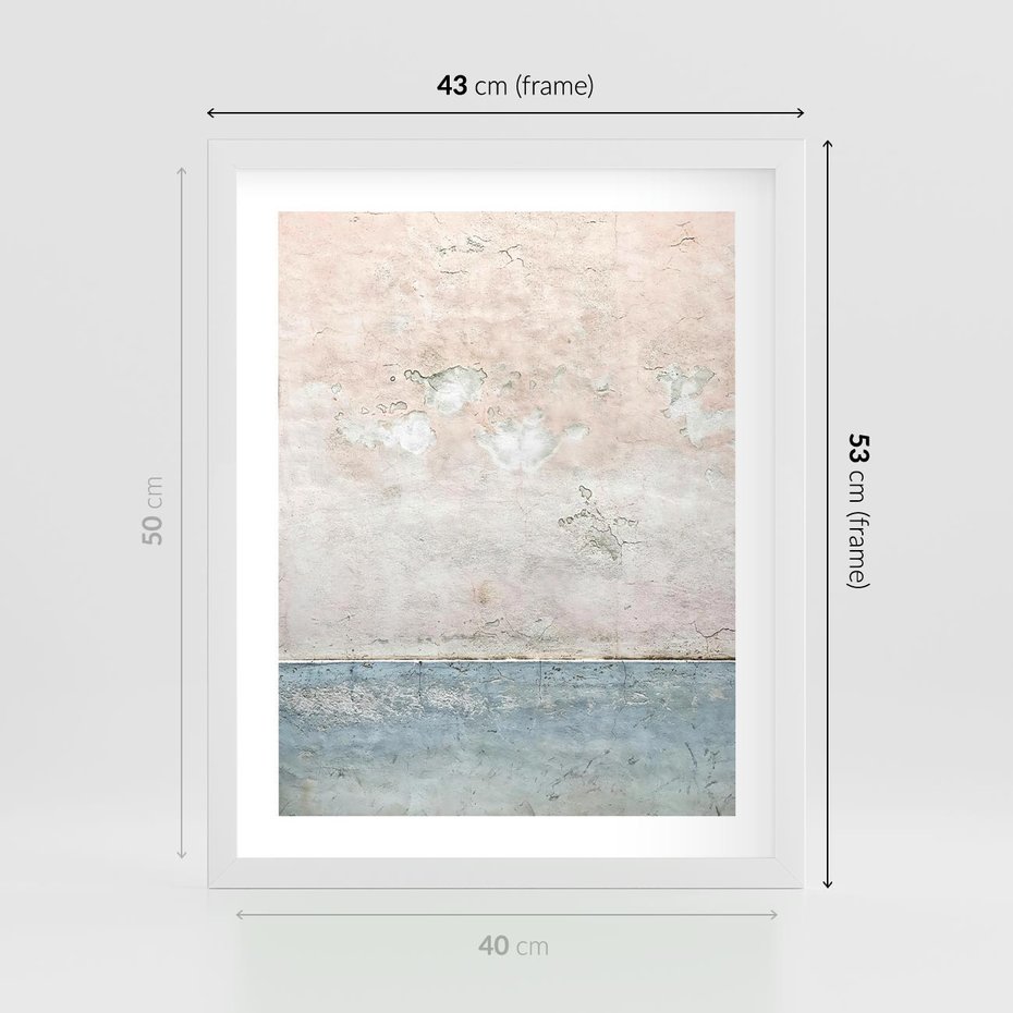 Plakat w ramie 40x50 - Obraz Starej Ściany z Delikatnymi Odcieniami - ściana, stara ściana - rama biała