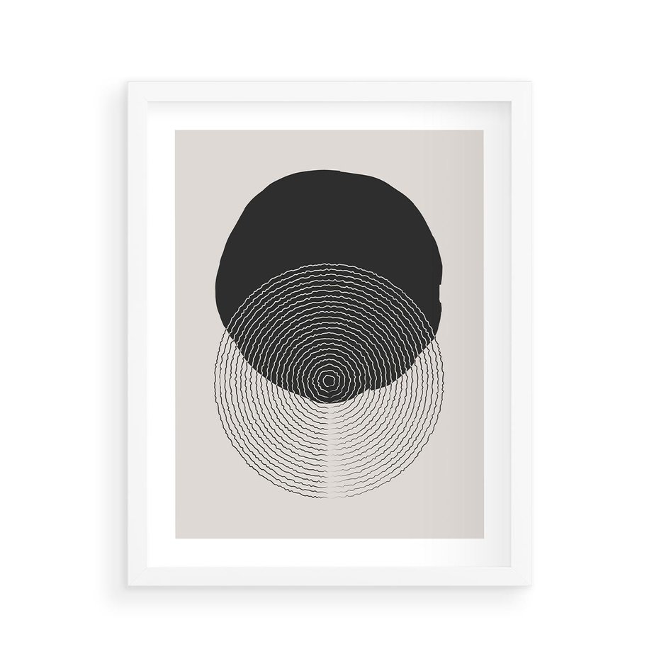 Plakat w ramie 40x50 - Boho Przenikanie Uroku - abstrakcyjna kompozycja, okręgi - rama biała