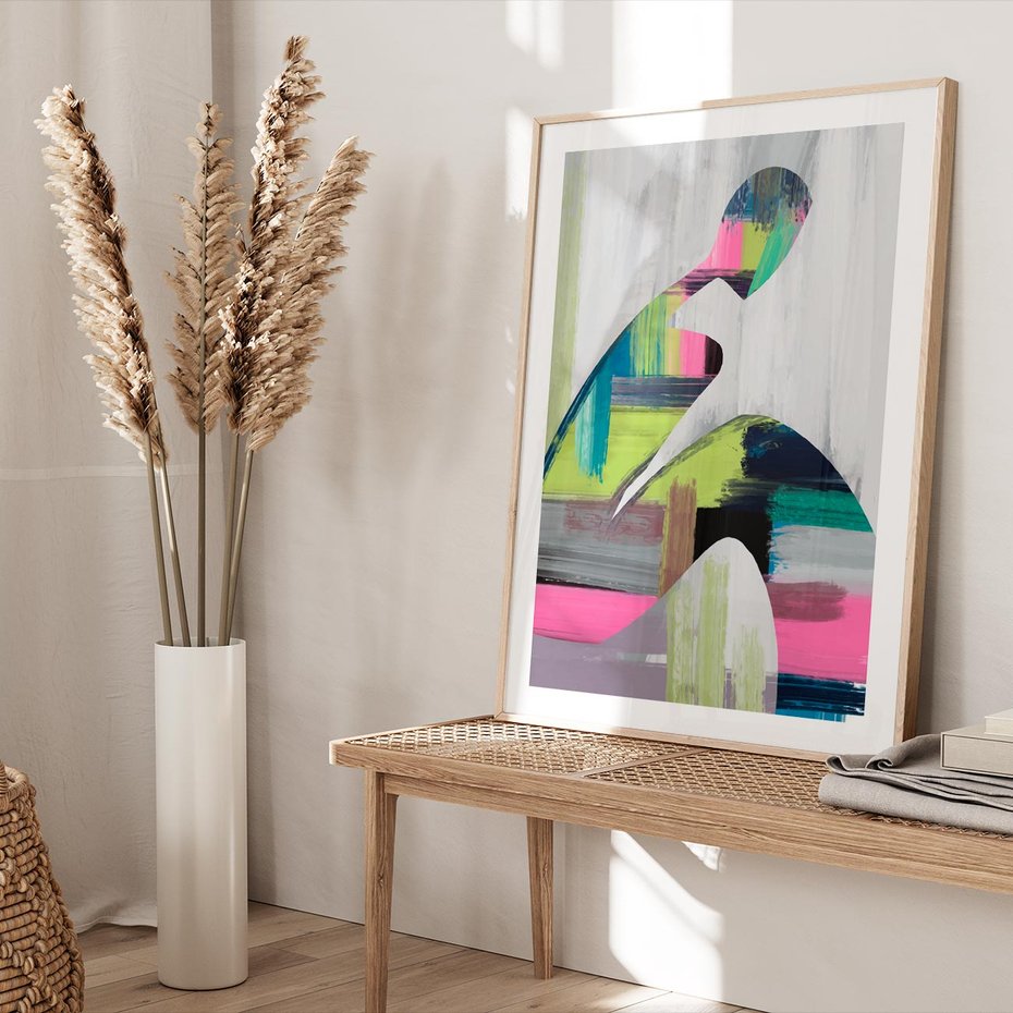 Plakat w ramie 40x50 - Impulsy Marzeń - abstrakcyjna sztuka, nowoczesny obraz - rama drewno