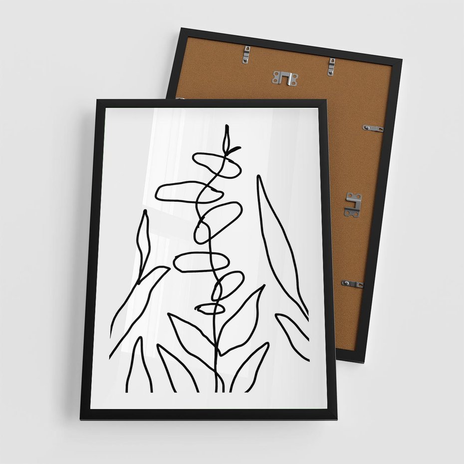 Plakat w ramie 50x70 - Liście Mocy - mroczna sztuka, minimalizm - rama czarna