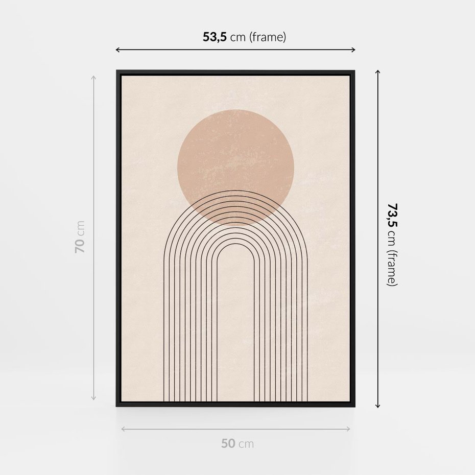 Obraz w ramie 50x70 - Konturem Zdefiniowane - boho plakat, minimalizm - rama czarna