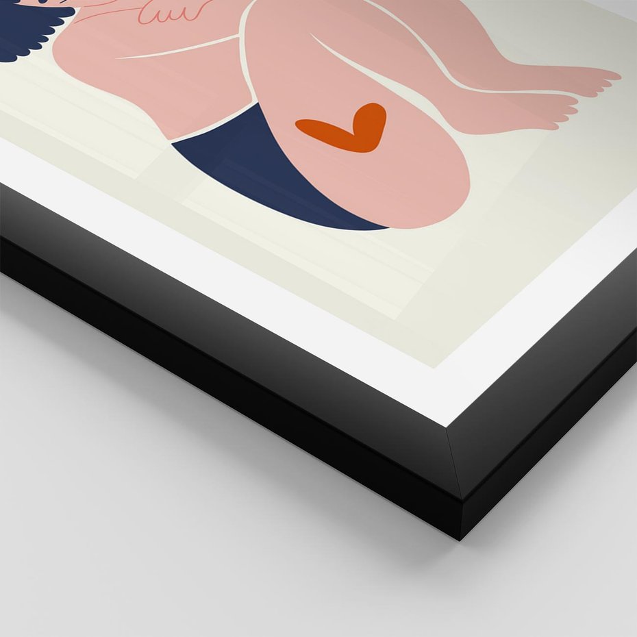 Plakat w ramie 40x50 - Melodia snów na płótnie - zakochana kobieta, graficzny obraz - rama czarna