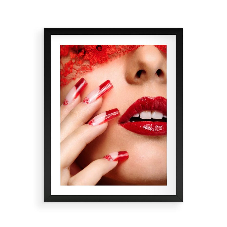Plakat w ramie 40x50 - Piękno manicure: kolory i elegancja - paznokcie, manicure - rama czarna