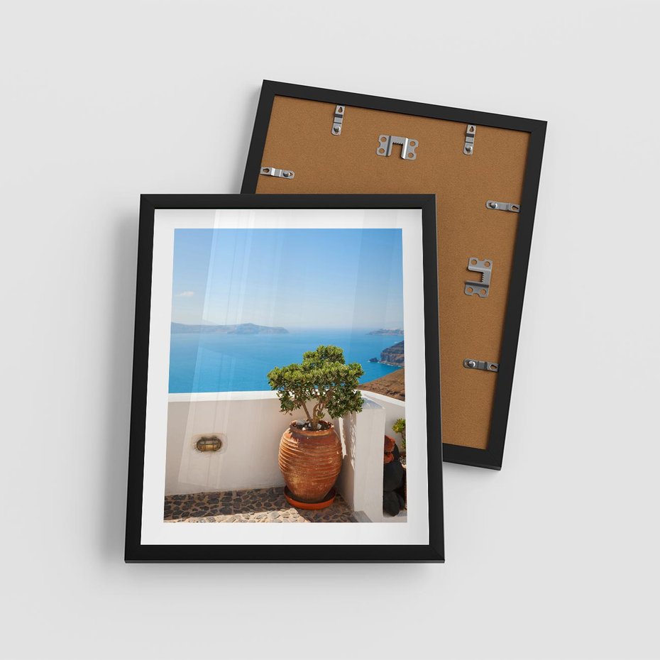 Plakat w ramie 40x50 - Santorini - oaza greckiej wyspy - Santorini, grecka - rama czarna