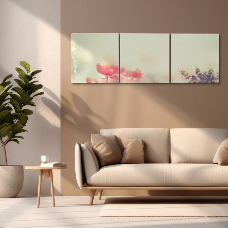 Obraz na płótnie 90x30 - Delikatne kwiaty pastelowe - kwiaty, pastelowe