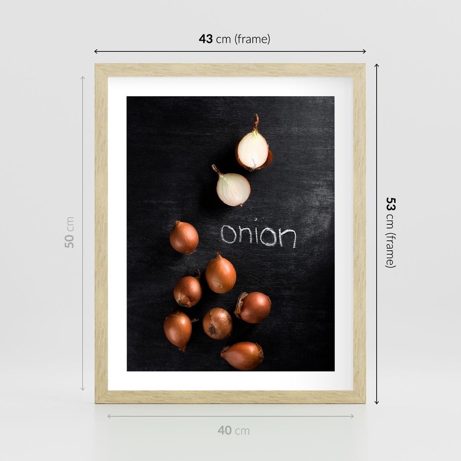 Plakat w ramie 40x50 - Aromatyczne Inspiracje - cebula, kuchnia - rama drewno