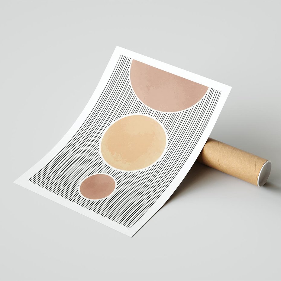 Plakat bez ramy 50x70 - Taniec Linii - abstrakcyjna nowoczesna sztuka, koła okręgi