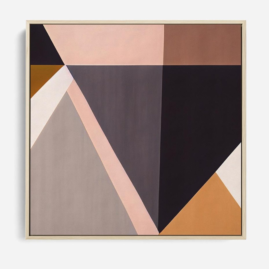 Obraz w ramie 80x80 - Trójkąty Wnętrz - abstrakcja, geometryczne kształty - rama drewno