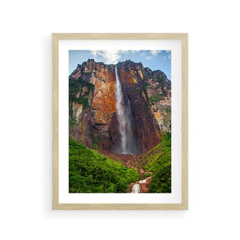 Plakat w ramie 50x70 - Górska siła wodospadów - wodospad, góra - rama drewno