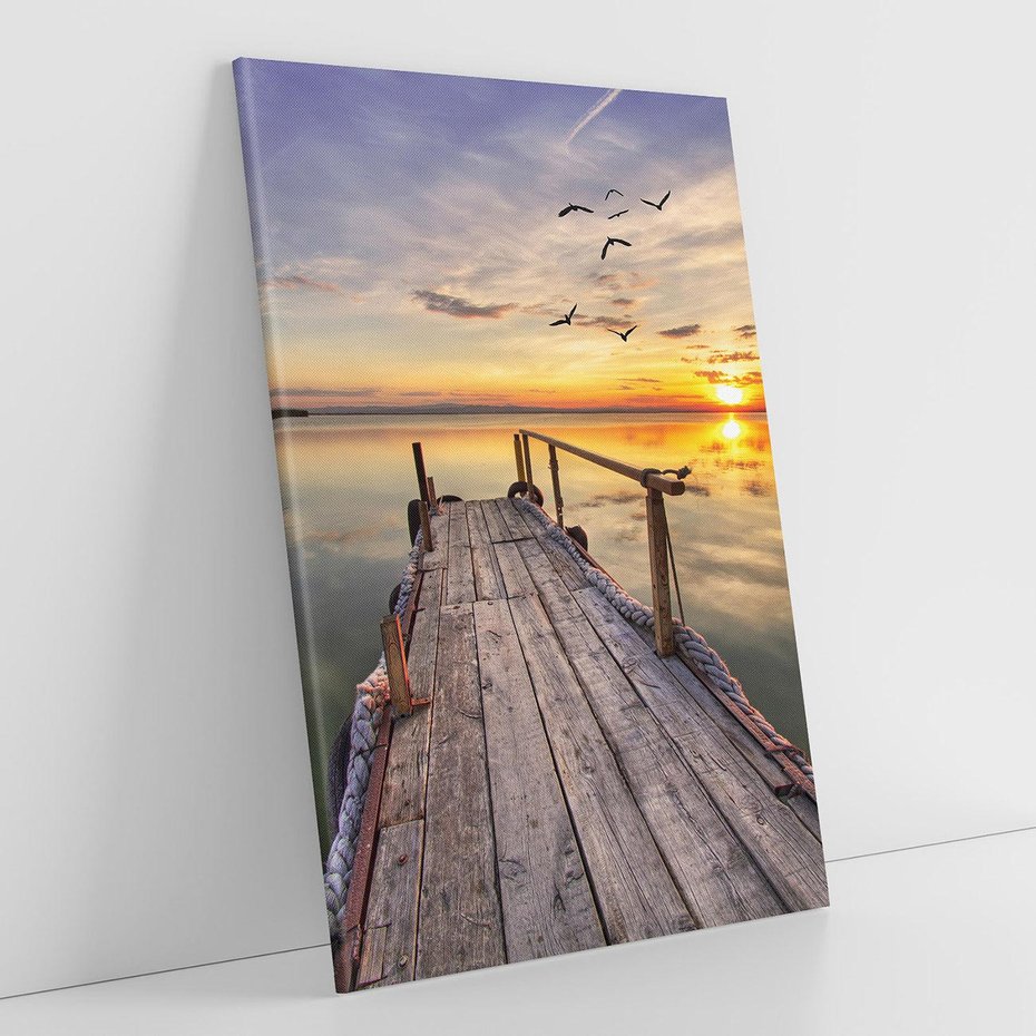 Obraz na płótnie 50x70 - Zachód Słońca na Pomostcie - zachód, słońca