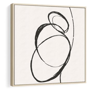 Obraz w ramie 50x50 - Modernistyczne Refleksje - abstrakcyjne szkicowane linie, minimalizm - rama drewno