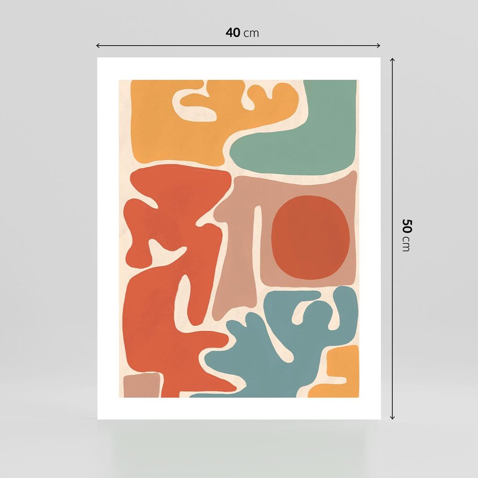 Plakat bez ramy 40x50 - Pastelowa Symfonia Kształtów - abstrakcyjne kolorowe formy, pastelowe kolory