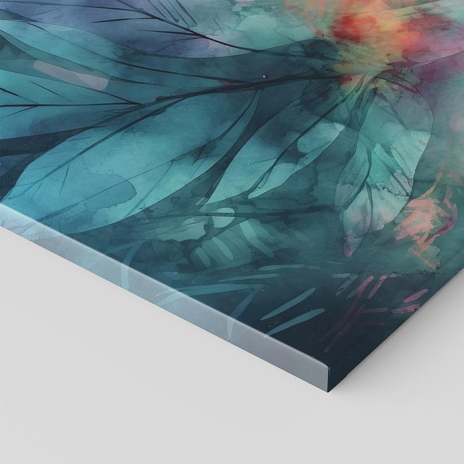 Obraz na płótnie 120x80 - Subtelne Zielone - pastelowe zielone liście, róż