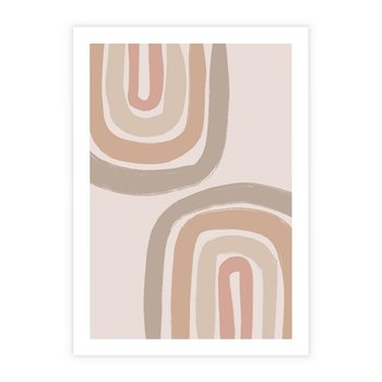 Plakat bez ramy 30x40 - Migotliwe Tęczowe Przestrzenie - abstakcyjne tęcze, delikatne odcienie beżu