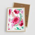 Plakat w ramie 50x70 - Delikatna Akwarela - kwiaty, akwarela - rama drewno