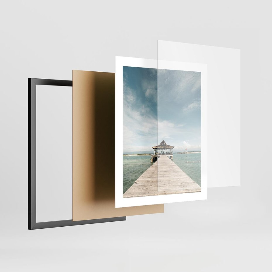 Plakat w ramie 40x50 - Magia Morza i Piękno Plaży - Hawaje, morze - rama czarna