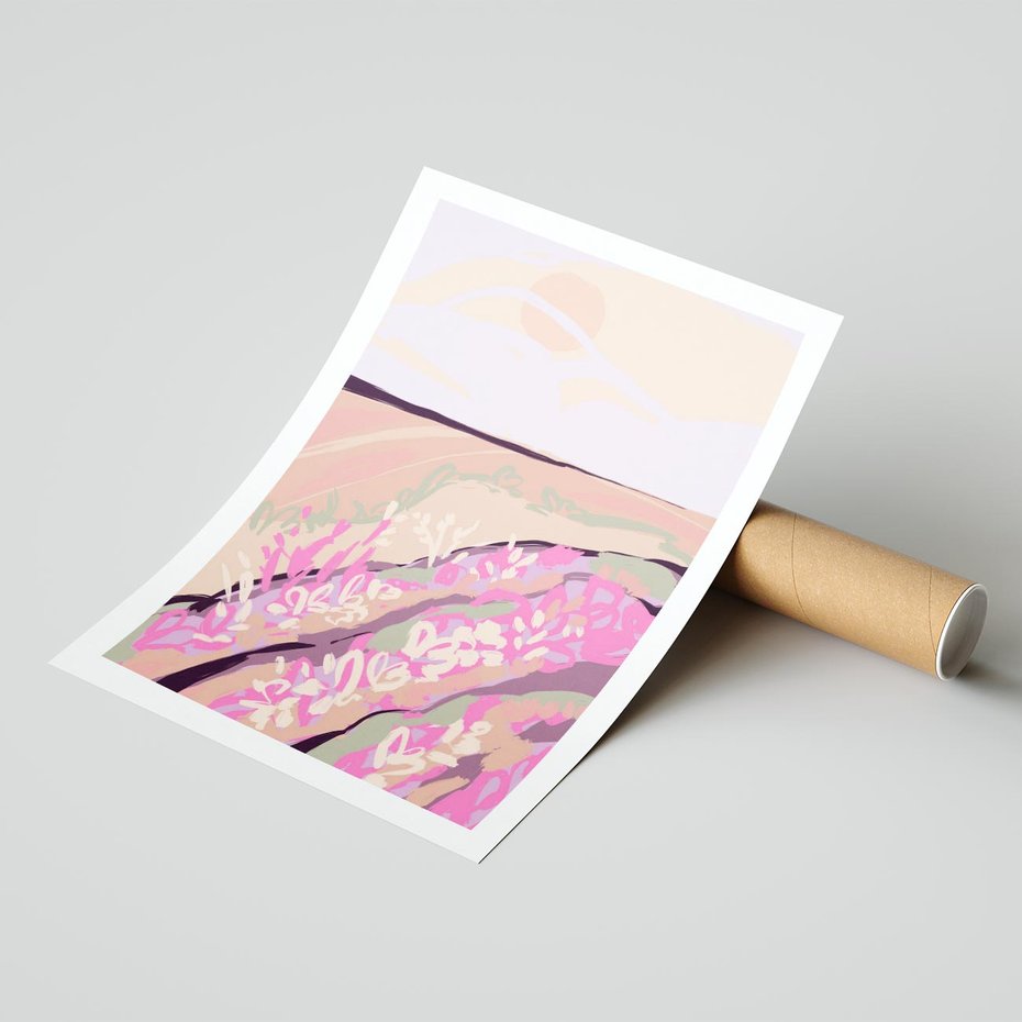 Plakat bez ramy 50x70 - Harmonijny Świt - pastelowy krajobraz, nowoczesny plakat
