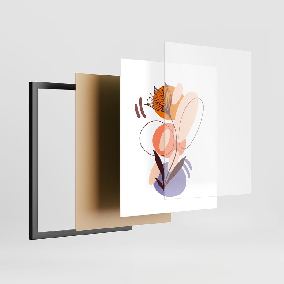Plakat w ramie 40x50 - Kwiatowa Impresja - abstrakcyjna sztuka, plamy - rama czarna