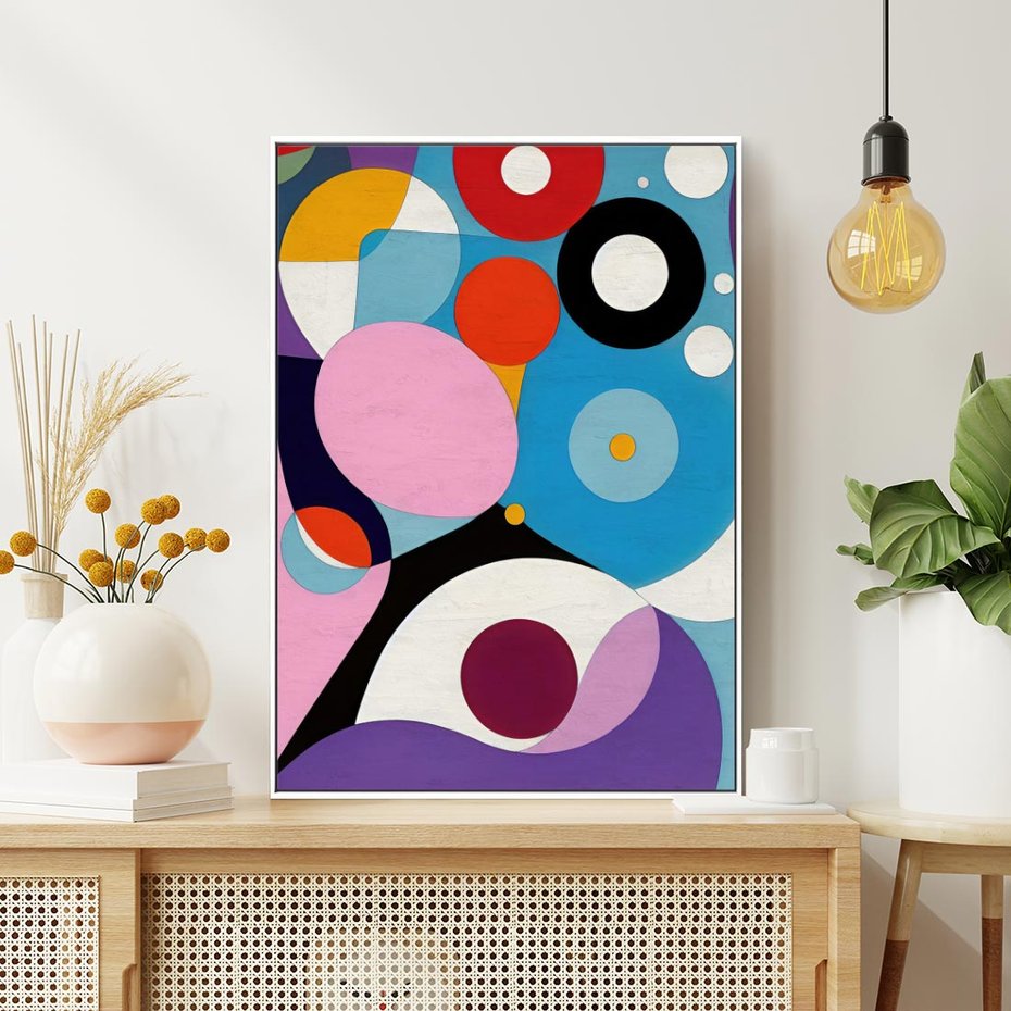 Obraz w ramie 80x120 - Kolorowe Ulotności - abstrakcyjny obraz olejny, żywe kolory - rama biała