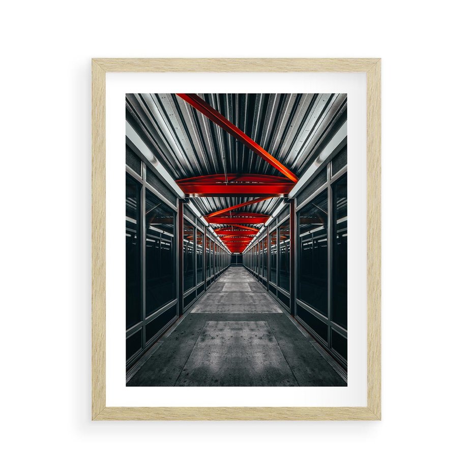 Plakat w ramie 40x50 - Nieskończoność Przestrzeni - korytarz, perspektywa - rama drewno
