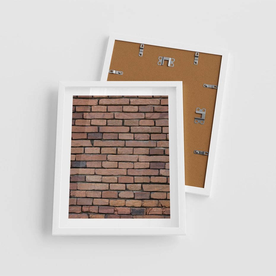 Plakat w ramie 40x50 - Mur cegieł: industrialny urok - cegły, mur - rama biała