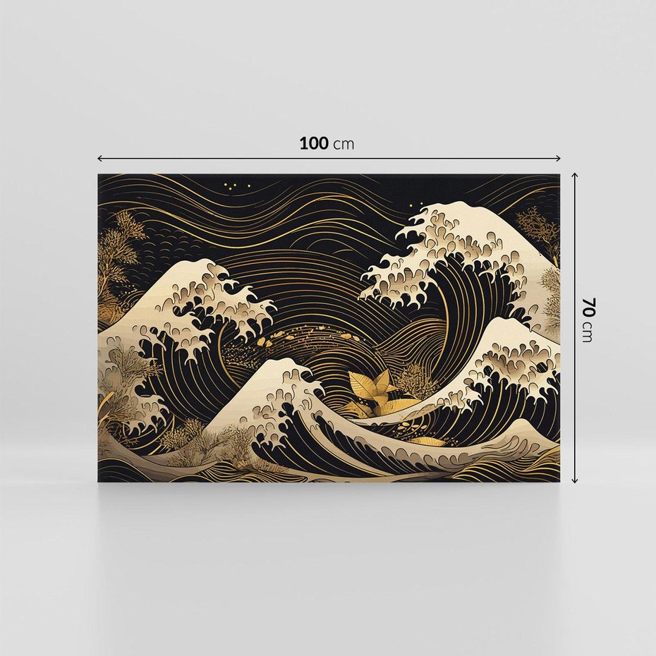 Obraz na płótnie 100x70 - Złote Piękno - ciemny obraz, fala morska