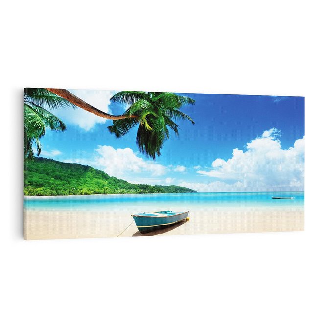Obraz na płótnie 100x50 - Raj na plaży z palmami - plaża, palma