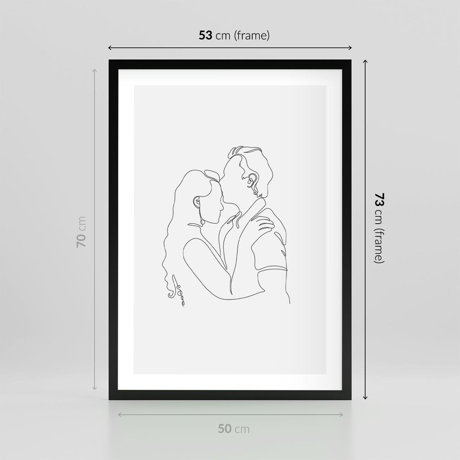 Plakat w ramie 50x70 - Wewnętrzne Emocje - para zakochanych, kobieta i mężczyzna - rama czarna