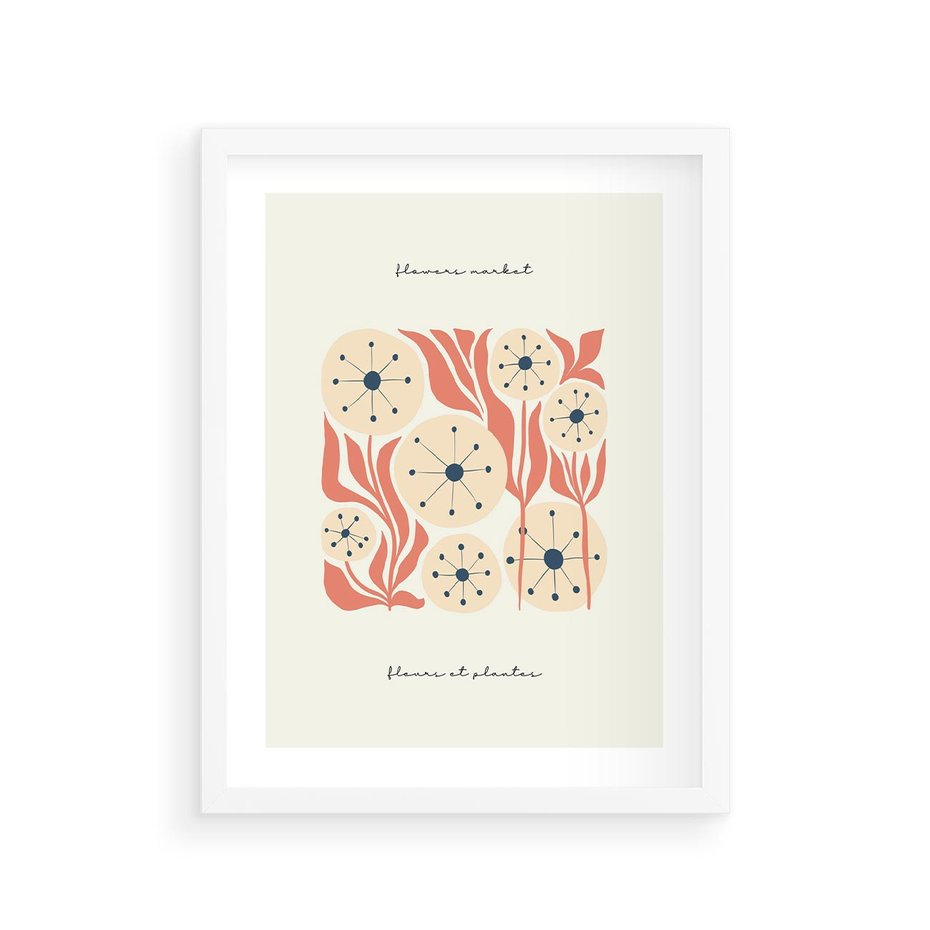 Plakat w ramie 30x40 - Dmuchawce w Abstrakcji - dmuchawce, abstrakcja - rama biała