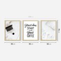 Zestaw obrazy w ramie 50x70 galeria - Kawa, praca, laptop, typografia - rama drewno