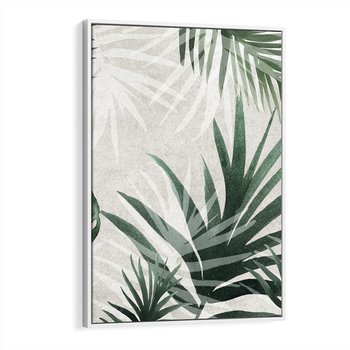 Obraz w ramie 50x70 - Tropikalne Akwarele - tropikalne liście, akwarela - rama biała