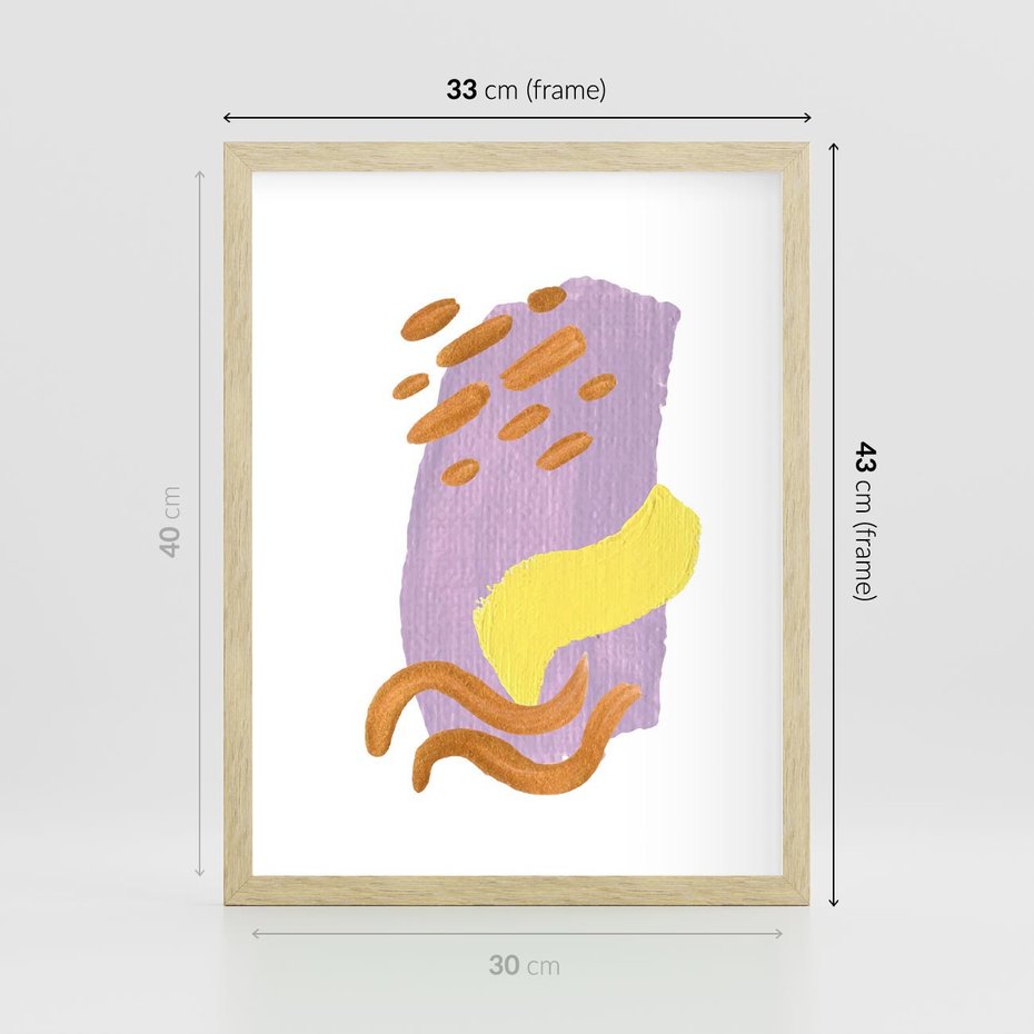 Plakat w ramie 30x40 - Kolorowe Pastelowe Spektrum - akwarela, minimalizm - rama drewno