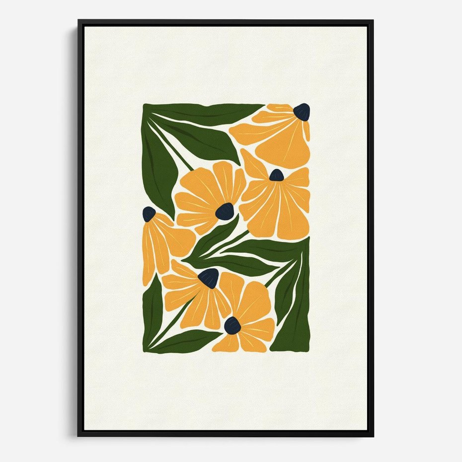 Obraz w ramie 70x100 - Świetliste Kwiaty Natury - kwiaty, nowoczesna grafika - rama czarna