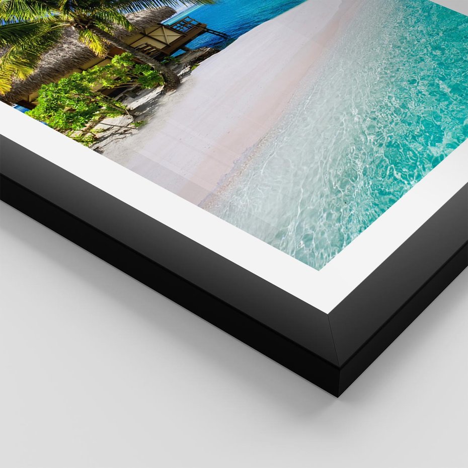 Plakat w ramie 50x70 - Zaklęte palmy tropików - palmy, ocean - rama czarna