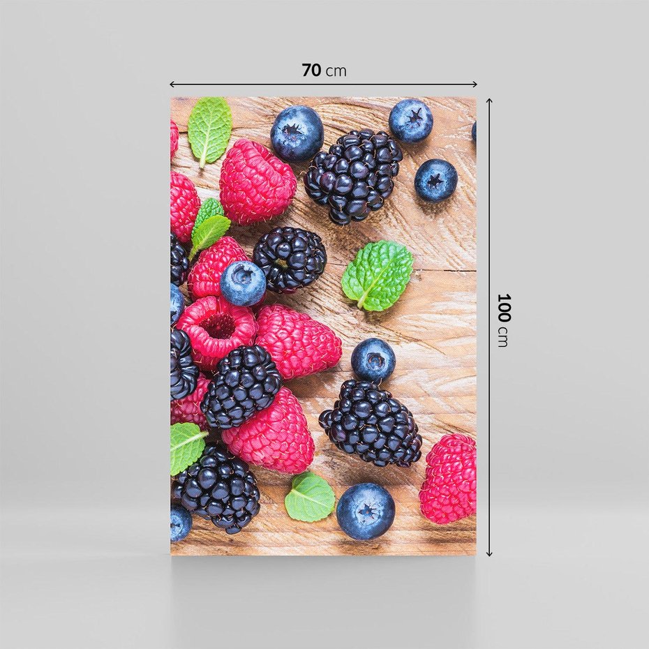 Obraz na płótnie 70x100 - Smak malin i borówek - owoce, leśne