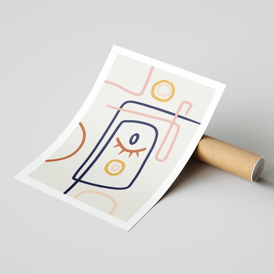 Plakat bez ramy 30x40 - Manifestacje Dziwności - abstrakcja w stylu picasso, beżowe tło